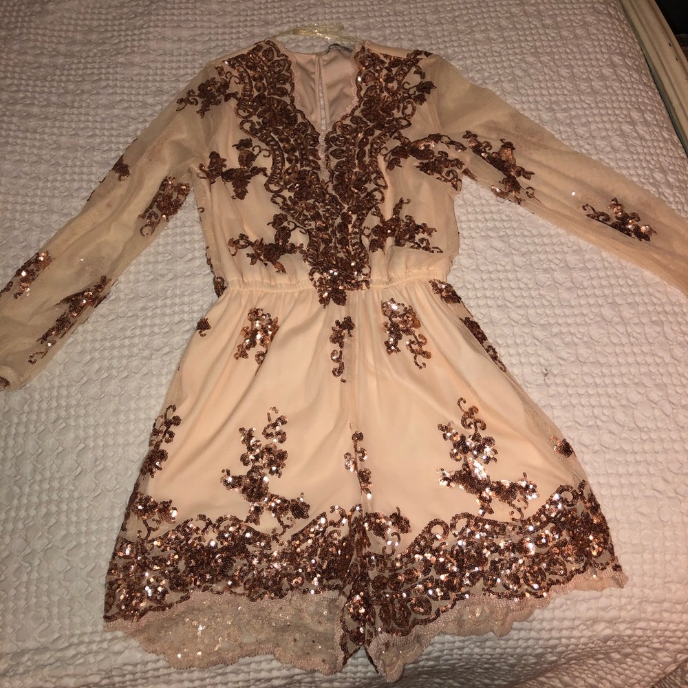 Charlotte Russe Gold sequined romper